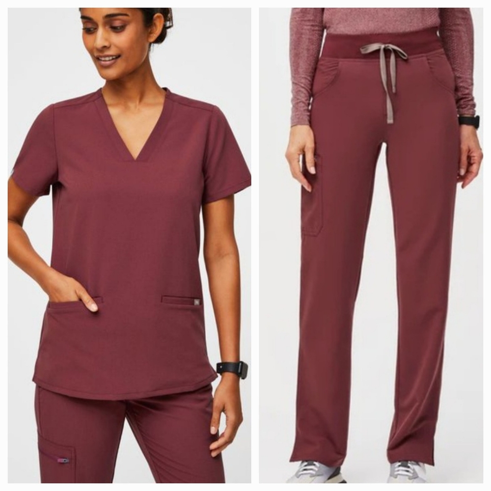 NWT Dark Cherry Figs Scrubs Set M/MP